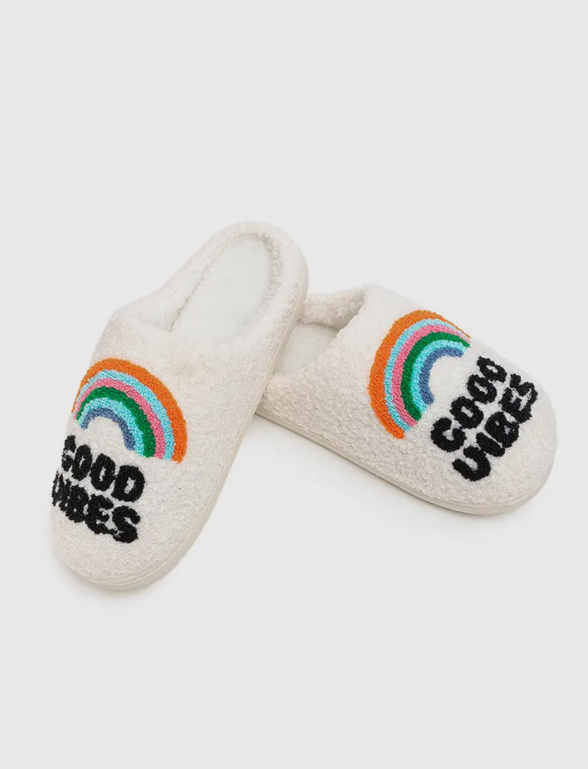 Indoor / Outdoor Slippers - Rainbow -
"Good Vibes" - White